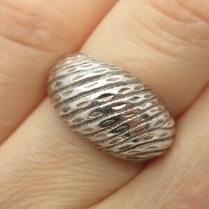 925 Sterling Silver Vintage Ribbed Domed Ring Size 6.5