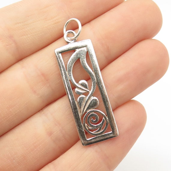 925 Sterling Silver Vintage Abstract Floral Desig… - image 1