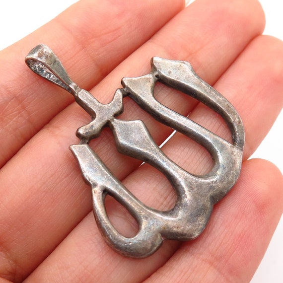 900 Silver Vintage God in Arabic Design Pendant - image 1