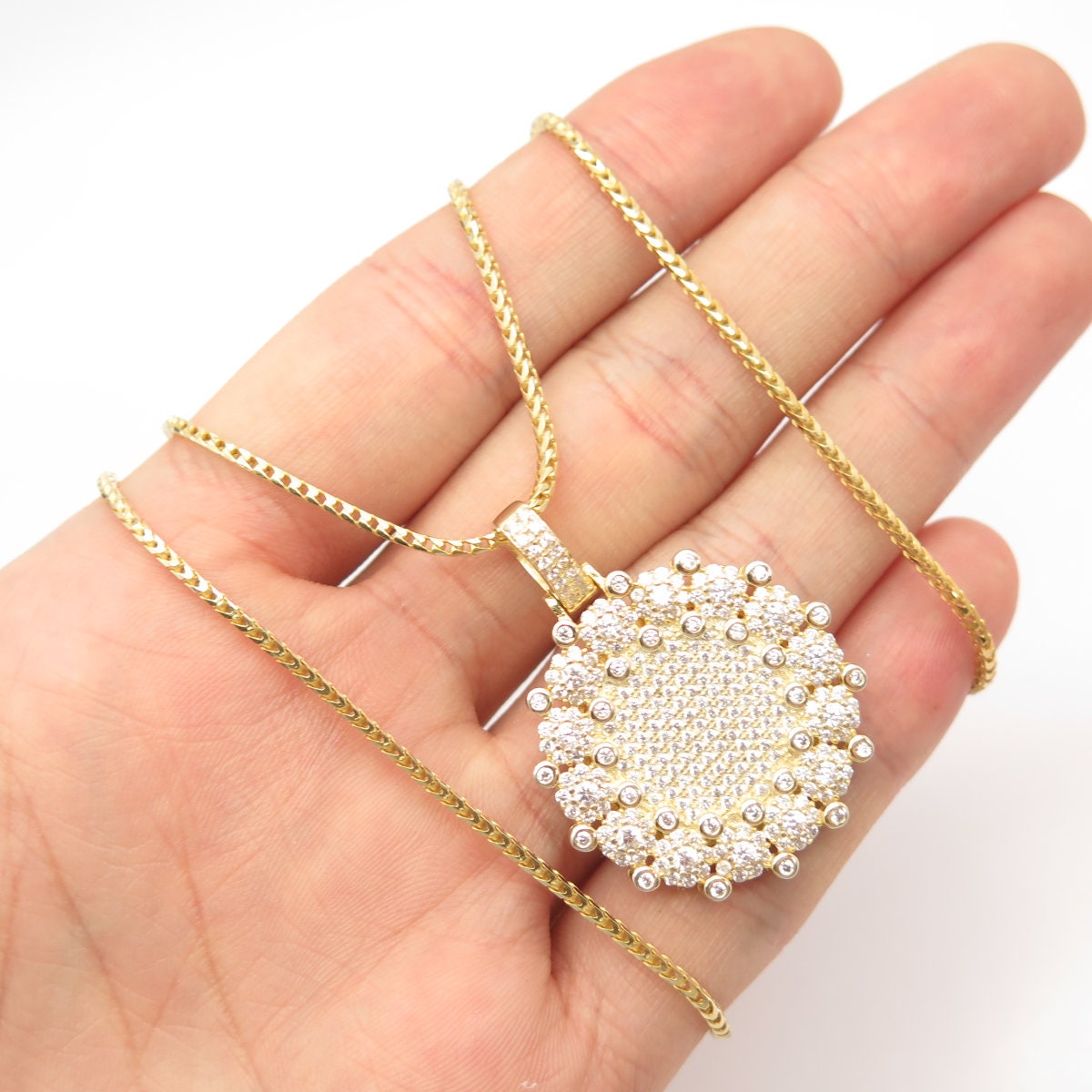アクセサリー RL 925 Round Top Necklace Vintage 90's 925 Sterling Silver Gold Plated Vintage Italy BSI C Z Box