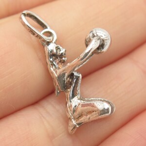 925 Sterling Silver Vintage Sitting Girl and Ball Charm Pendant