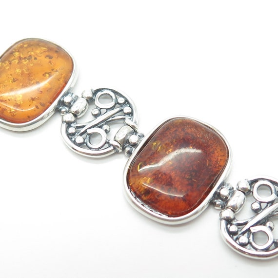 925 Sterling Silver Real Cabochon Amber Panel Swi… - image 3