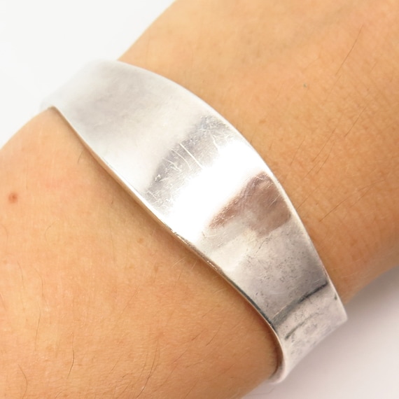 vintage Mexico silver バングル Estate Vintage J A S MEXICO Sterling Silver Wide Peach Hinge