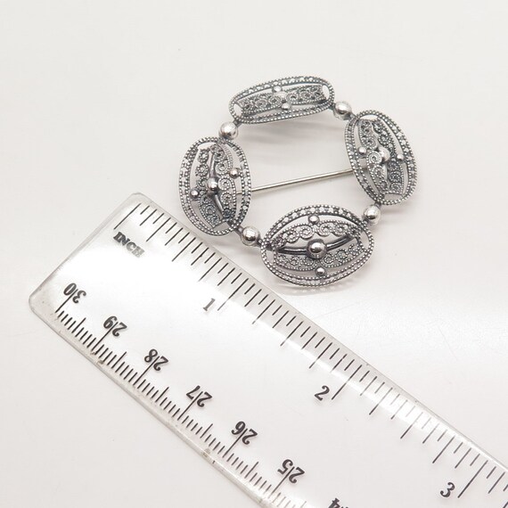 925 Sterling Silver Vintage BEAU Ethnic Pin Brooch - image 3