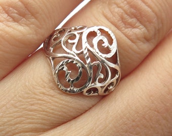 925 Sterling Silver Vintage Ornate Swirl Ring Size 6