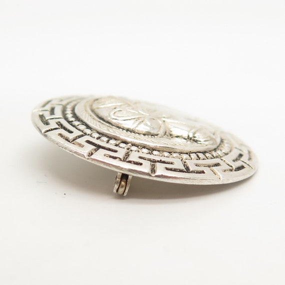 800 Silver Vintage Greek Theme Pin Brooch - image 4