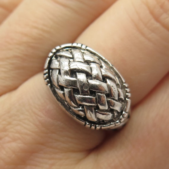 925 Sterling Silver Vintage Wicker Design Ring Size 7 - Etsy