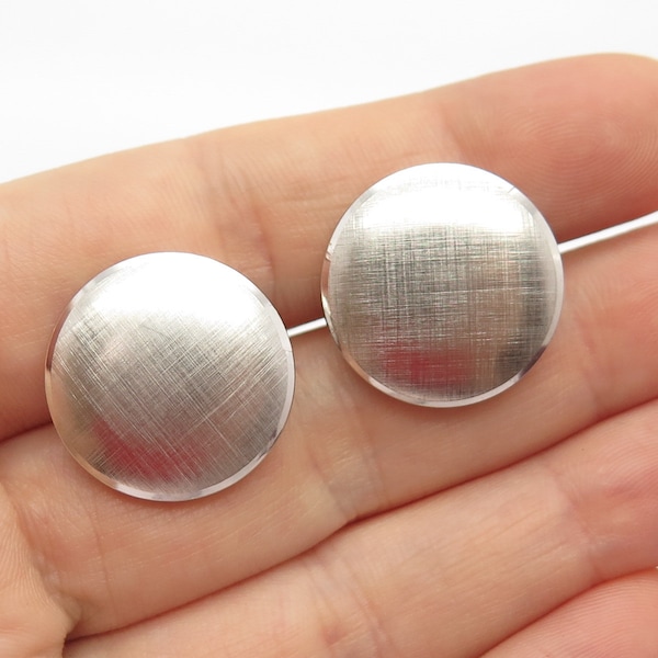 925 Sterling Silver Vintage Textured Round Cufflinks