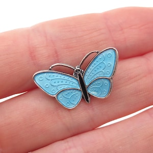 ブルーの蝶々のブローチ　大小セット　NORWAY STRELING OPRO Norway 925s Sterling - Etsy