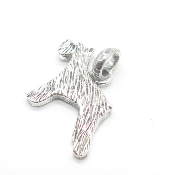 925 Sterling Silver Vintage Ribbed Dog Pendant - image 5