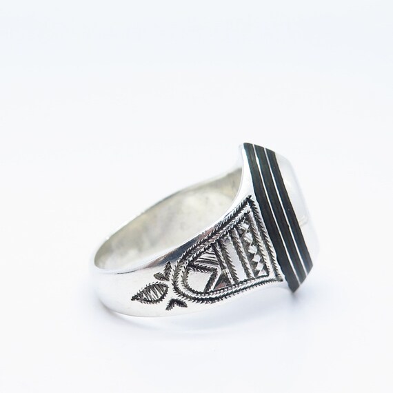 925 Sterling Silver Vintage Ethnic Ring Size 11.5 - image 4