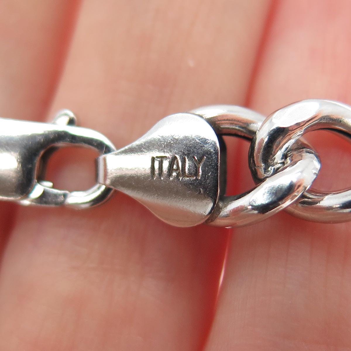 925 Sterling Silver Vintage Italy Figaro Link Bracelet 8.5