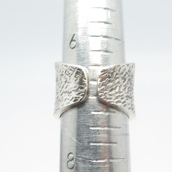 950 Silver Vintage Nugget Adjustable Cuff Ring Si… - image 9