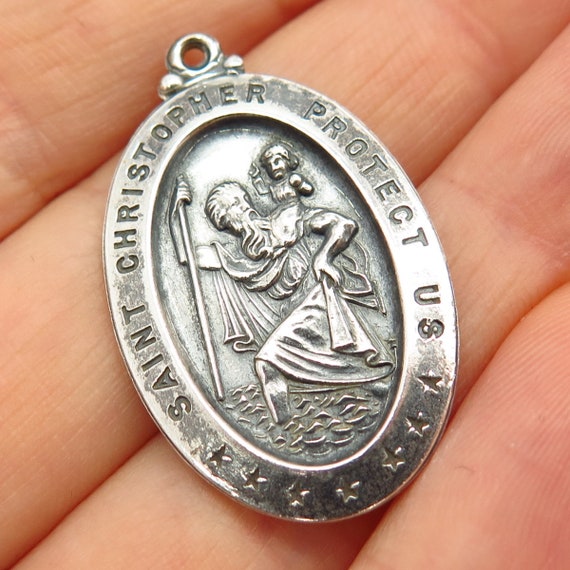 925 Sterling Silver Vintage St. Christopher Relig… - image 1