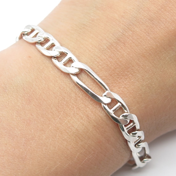 アクセサリー Vintage Italy Silver Chain Bracelet 925 Sterling Silver Vintage Italy Anchor Mariner & Figaro Link