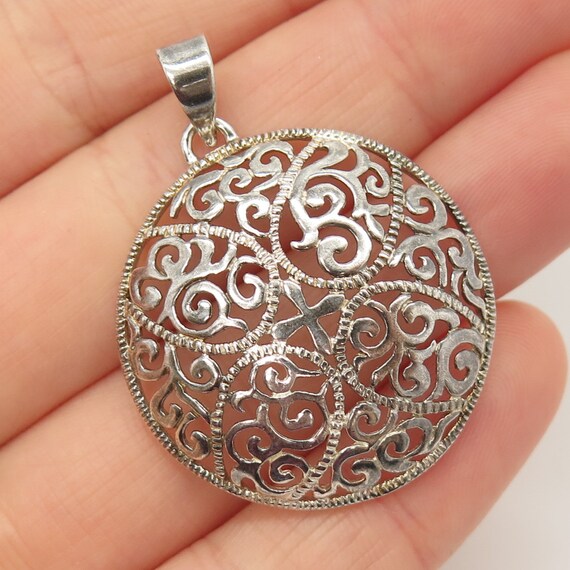 925 Sterling Silver Vintage Ornate Pendant | Etsy