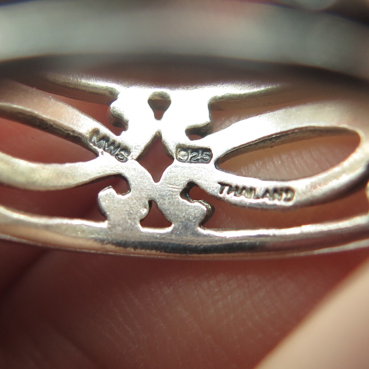 Bague Ancienne En Argent Massif 925 - Style Alliance Coquille D'ormeau - Occasion