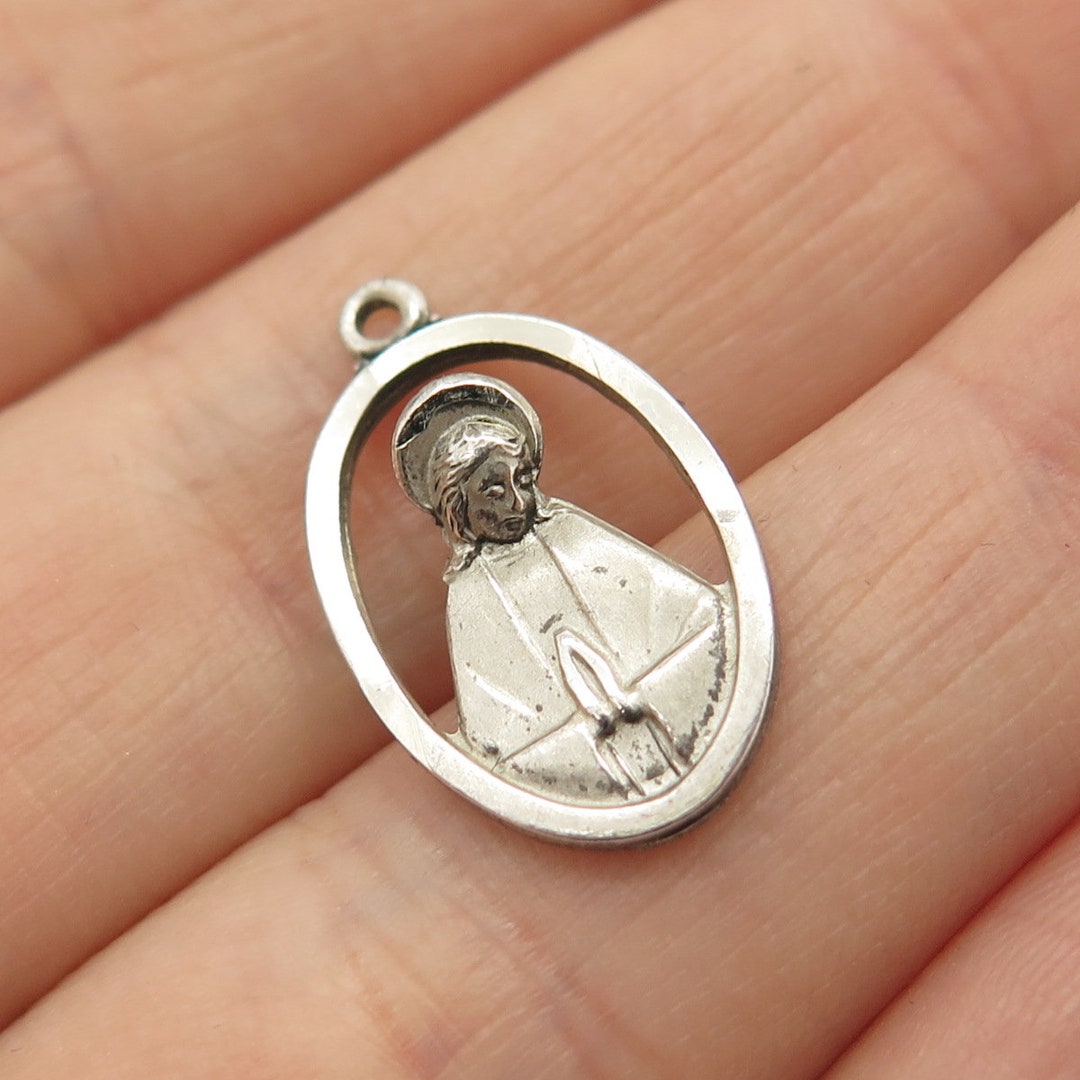 925 Sterling Silver Vintage Jesus Sacred Heart Religious Pendant - Etsy