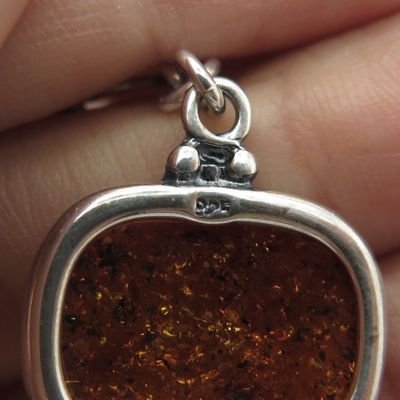 925 Sterling Silver Real Cabochon Amber Panel Swi… - image 7