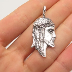 925 Sterling Silver Vintage Jesus Religious Pendant