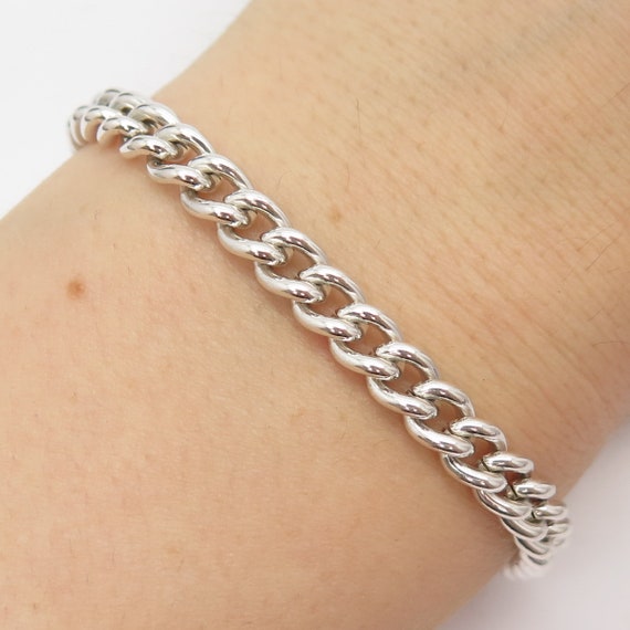 925 Sterling Silver Antique Cuban Link Bracelet w… - image 1