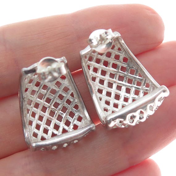 925 Sterling Silver Vintage Woven Hoop Earrings - Etsy