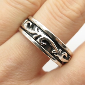 925 Sterling Silver Vintage Twig Rotating Men&#39;s Band Ring Size 12.5