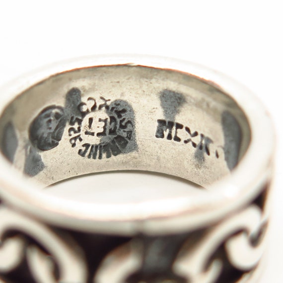 925 Sterling Silver Vintage Mexico Chain Design Band Ring Size 6 
