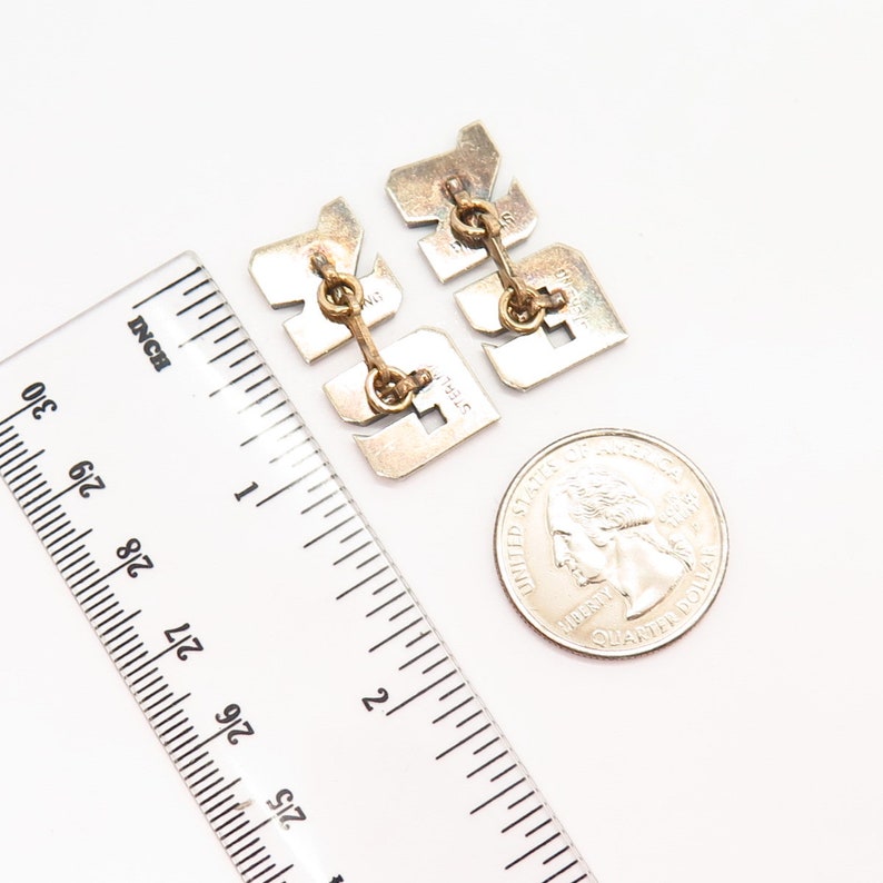 925 Sterling Silver Gold Plated Vintage KE Personalized Cufflinks