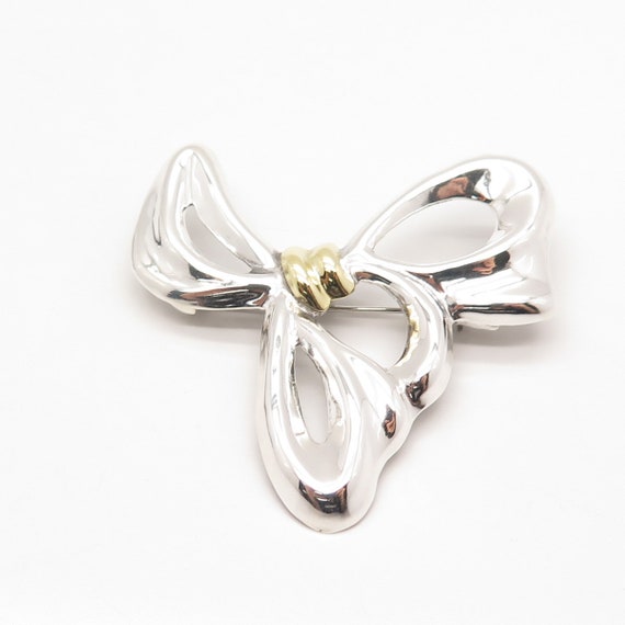 925 Sterling Silver 2-Tone Vintage Mexico Bow Pin… - image 5