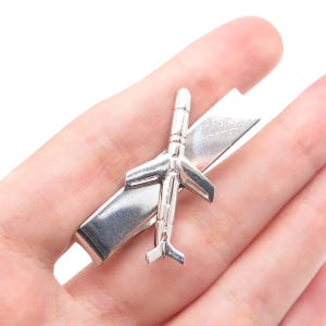 925 Sterling Silver Vintage Airplane Tie Clip