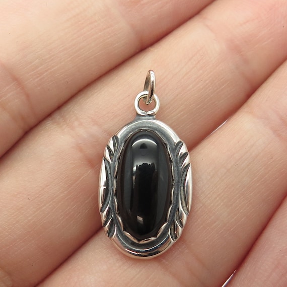 925 Sterling Silver Vintage Real Black Onyx Gemst… - image 1