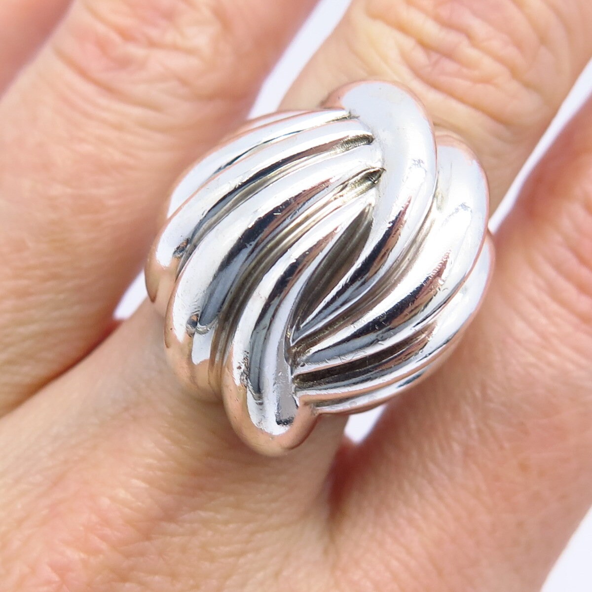 925 Sterling Silver Vintage Puffy Shell Design Ring Size 5 3 4 Etsy