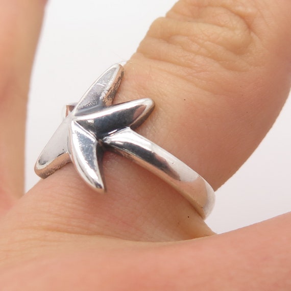 925 Sterling Silver Vintage Starfish Ring Size 6.… - image 2