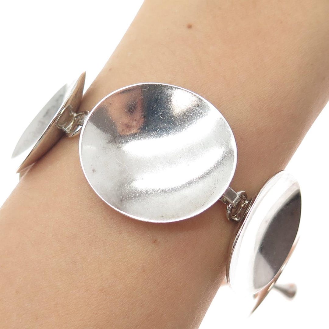 ROBERT LEE MORRIS 925 Sterling Silver Vintage Modernist Disc Link