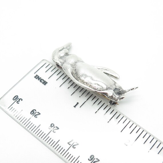 925 Sterling Silver Vintage Penguin Pin Brooch - image 3