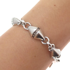 LISA JENKS 925 Sterling Silver Vintage 1987 Modernist Oxidized Bracelet 6.5&quot;
