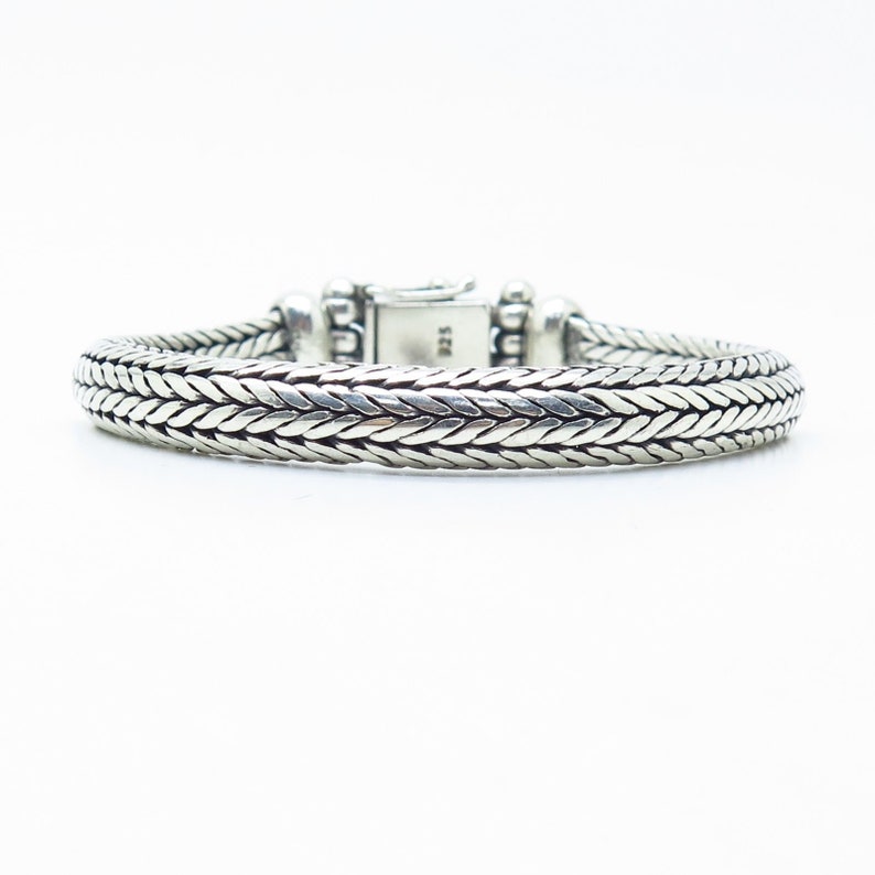 925 Sterling Silver Thick Braided Bracelet 6.5