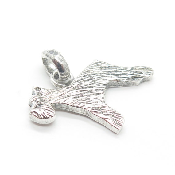 925 Sterling Silver Vintage Ribbed Dog Pendant - image 8