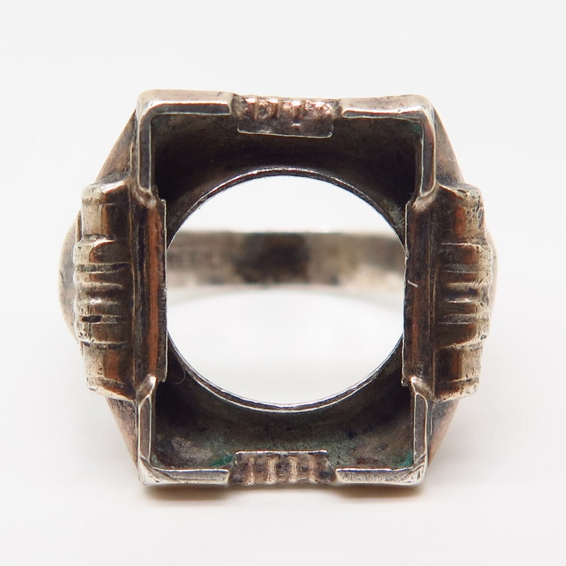 925 Sterling Silver 10K Antique Art Deco Ostby and Barton Mens Ring Size 10