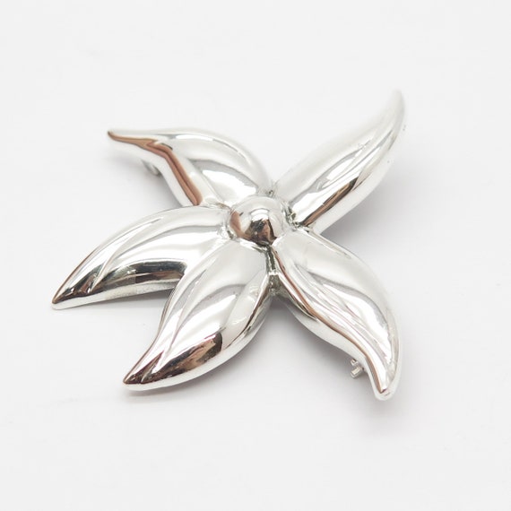 925 Sterling Silver Vintage Floral Pin Brooch - image 5