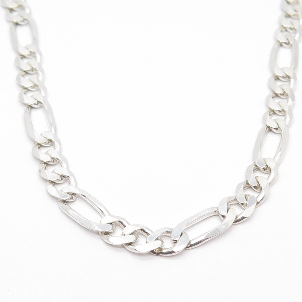 925 Sterling Silver Vintage Italy GM Figaro Chain Necklace