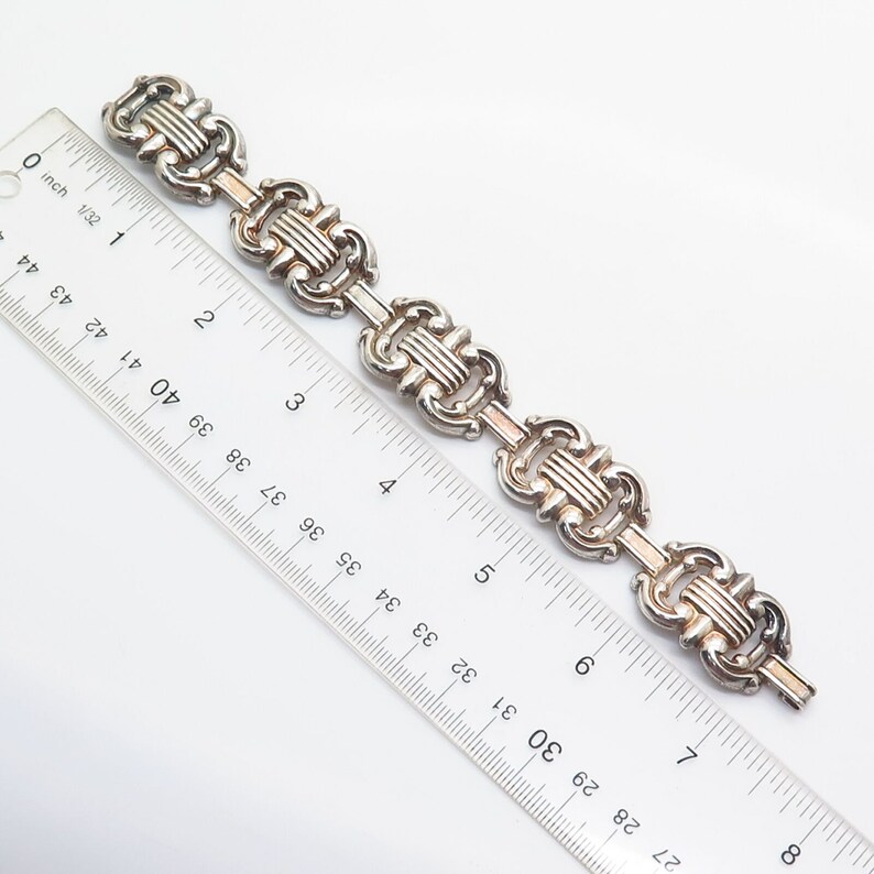 925 Sterling Silver Fancy Wide Link Bracelet 7