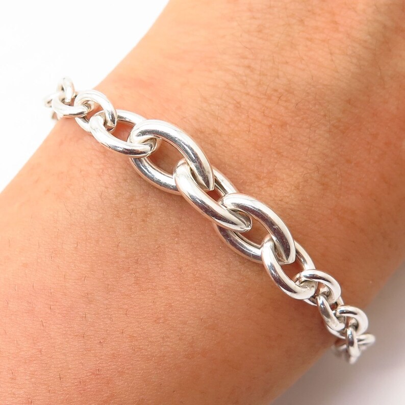 Signed 925 Sterling Silver Cable Link Bracelet 6 34