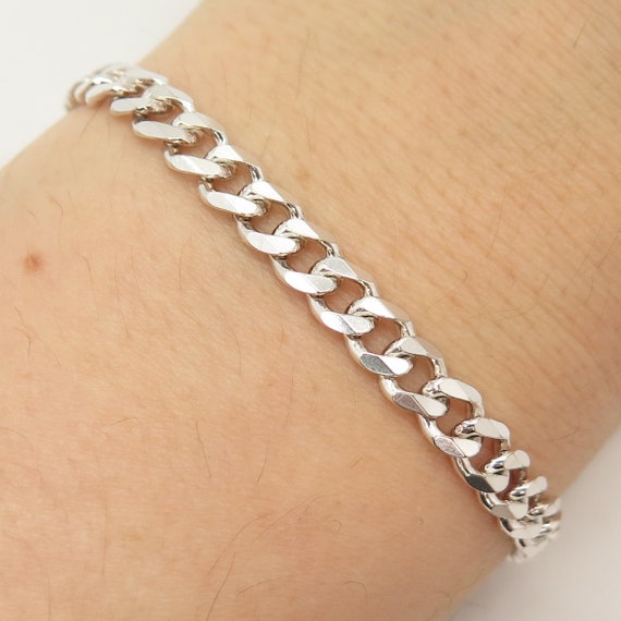 925 Sterling Silver Vintage Italy Cuban Link Bracelet 7 - Etsy