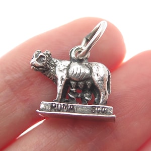 800 Silver Vintage Roma Wolf Romulus and Remus 3D Charm Pendant