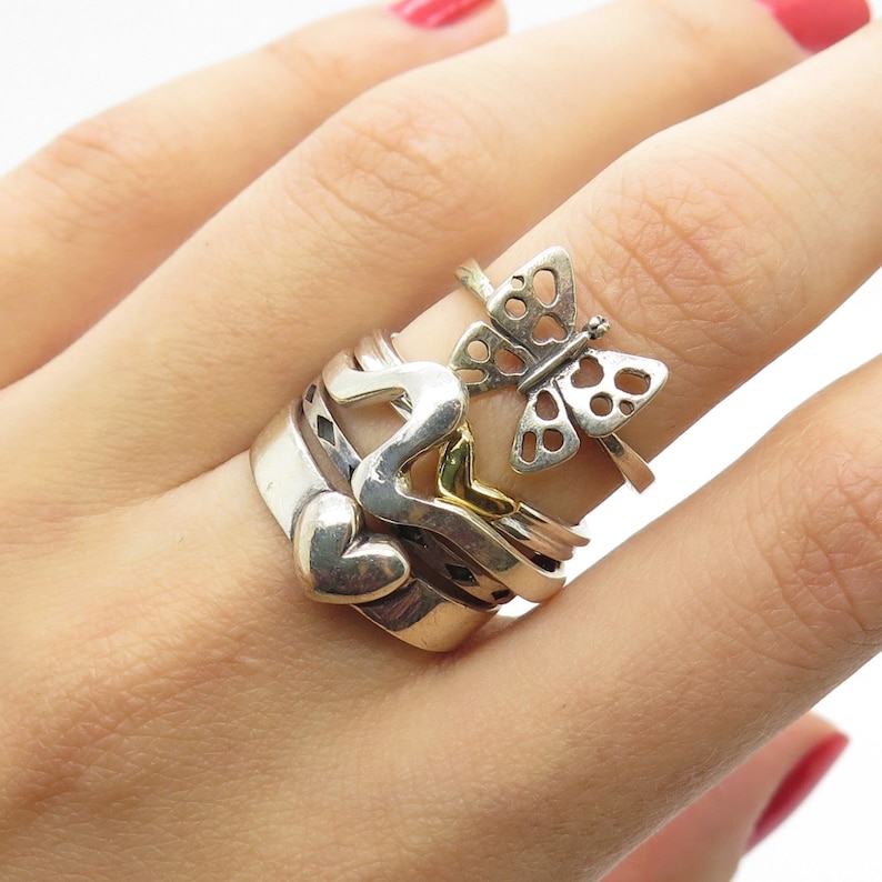 925 Sterling Silver Unique Assorted Set Of 5 Rings