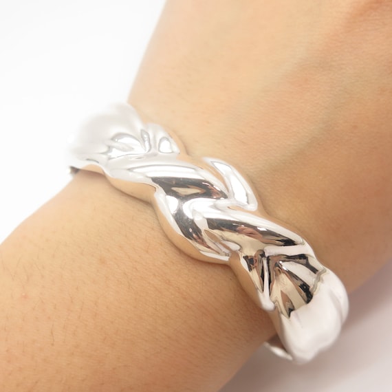 アクセサリー Vintage Silver Twist Bar Bangle 925 925 Sterling Silver Vintage Twisted Hinged Bangle Bracelet 6