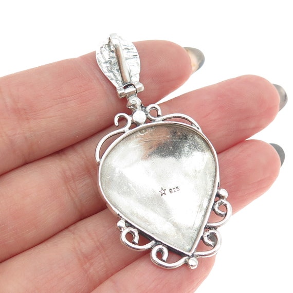 925 Sterling Silver Vintage Modernist Heart Penda… - image 2