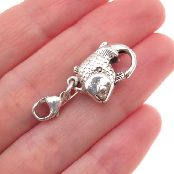 Trollbeads LAA Sterling Silver Vintage Bracelet / Necklace Big Fish Lobster Lock View 2